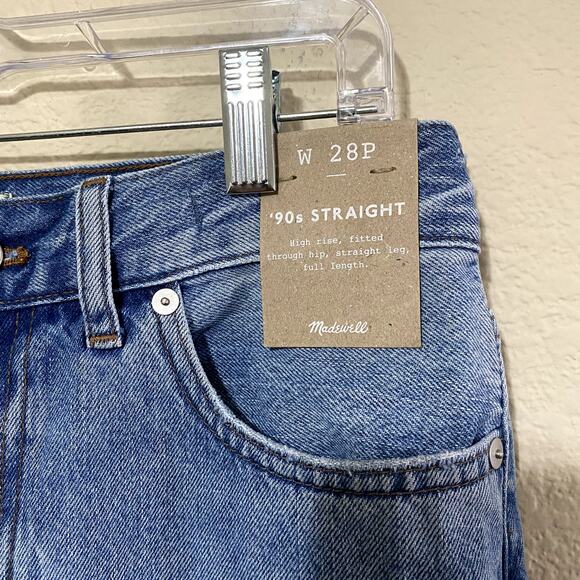 MADEWELL Women Jeans Size 28P Blue 90s Straight-Leg Ripped-Edition Raw-Hem NWT - Picture 4 of 12